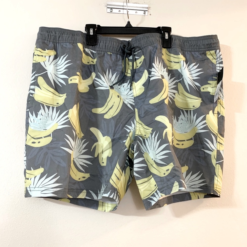 Men’s XXL Swim Trunks Banana Print 7 Inch Inseam